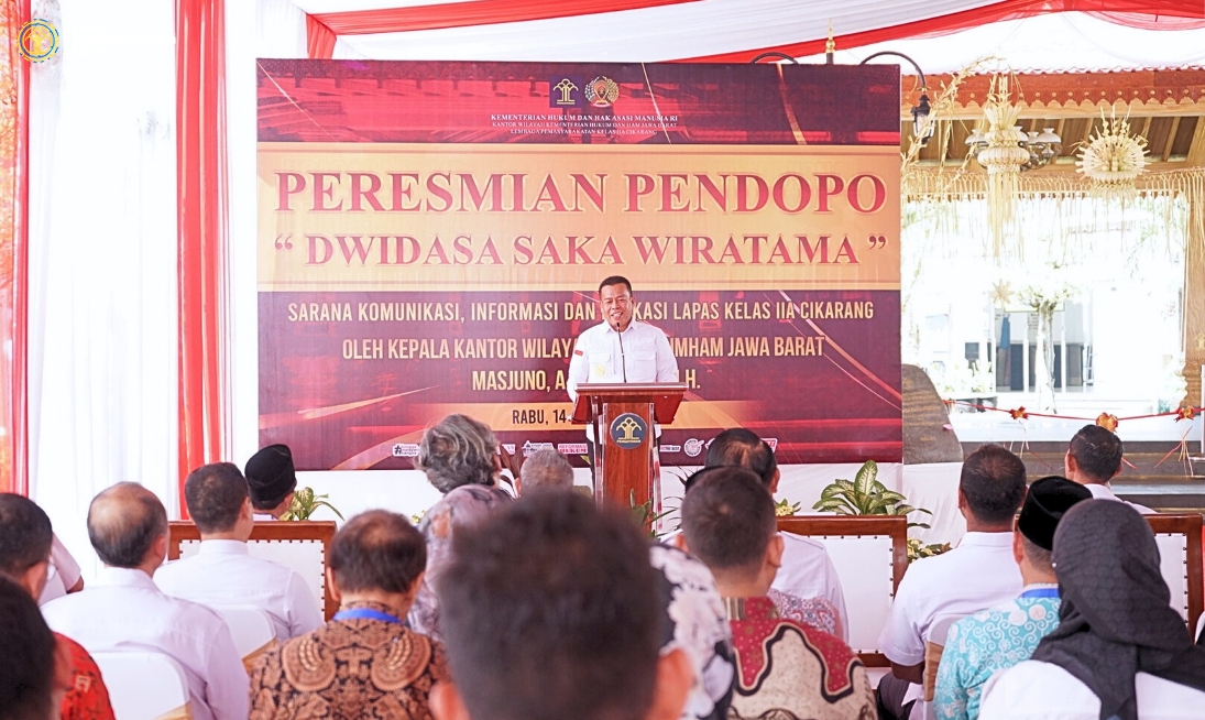 Peningkatan Sarana Informasi, Komunikasi dan Edukasi di Lapas, Kakanwil (Masjuno) Resmikan Pendopo DWIDASA SAKA WIRATAMA Lapas Cikarang